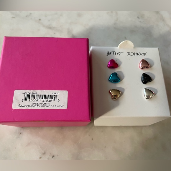 NEW - Betsey Johnson Multi-color Heart Earrings Set - Picture 3 of 4